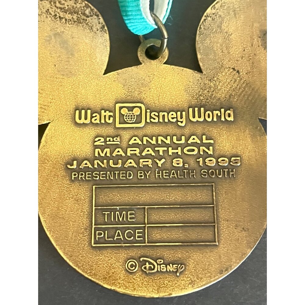 Run Walt Disney World Marathon 2nd Annual 1995 Mickey Mouse Medal Bronze Finish - Picture 4 of 5
